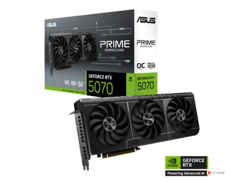 Видеокарта ASUS DUAL-RTX5070-O12G, 12Gb GDDR7 OC Edition, 192bit, HDMI, DP, BOX