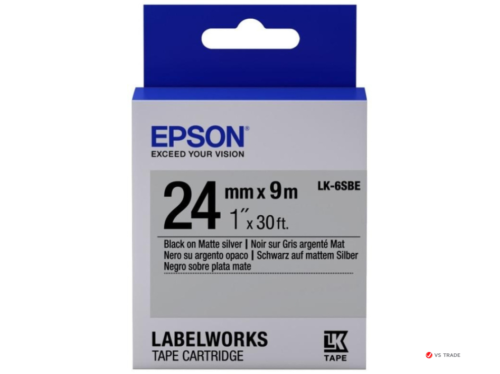 Лента Epson C53S656009 Label Cartridge Matte LK-6SBE Black/Matt Silver 24mm (9m)