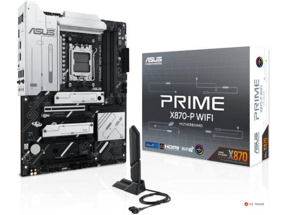 Сист. плата ASUS PRIME X870-P WIFI,X870E,AM5,4xDIMM DDR5,4xPCI-E x16 ,4xM.2,2xSATA,HDMI,WIFI7,BOX