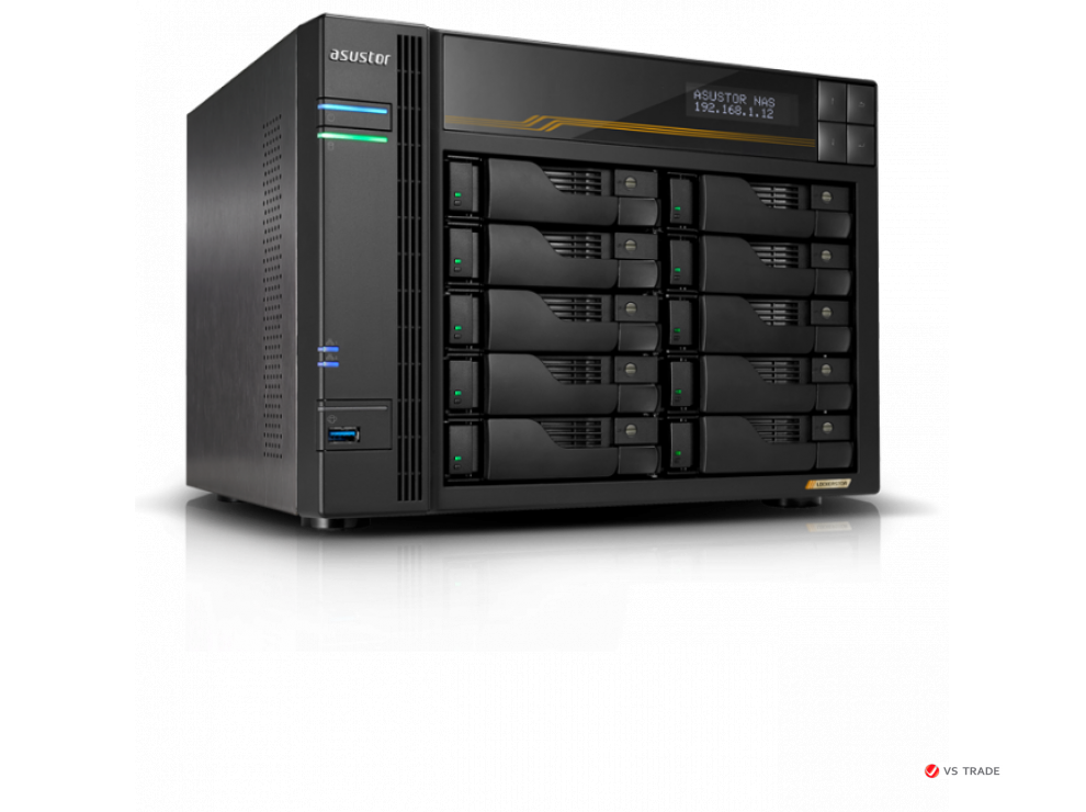 Сетевой накопитель ASUSTOR FS6810T 10 Bay NAS, AMD 2.3 GHz, 16GB RAM ECC DDR5, 4 M.2 NVMe Slots, Dual 5GbE, Dual 10GbE P