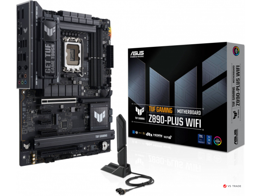 Сист.плата ASUS TUF GAMING Z890-PLUS WIFI, Z890, 1851, 4xDDR5, PCI-E x16, PCI-E x1, M2,SATA,DP,HDMI,Thundrbolt. WIFI,BOX