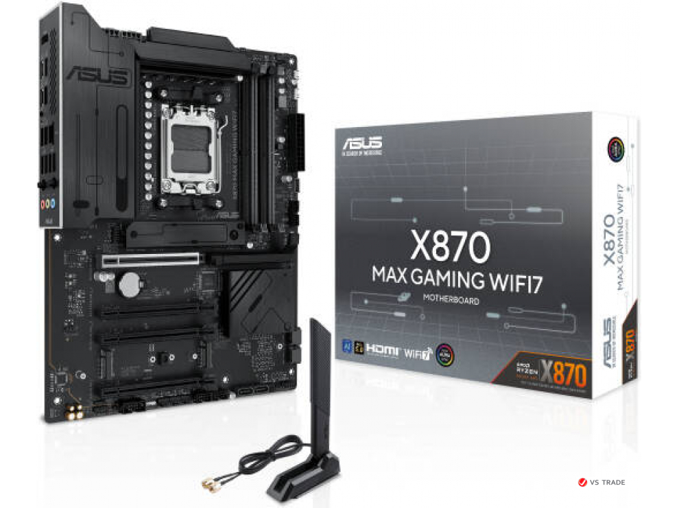 Сист.плата ASUS X870 MAX GAMING WIFI7, X870, AM5, 4xDDR5, 4xPCI-E x16, M2, SATA, 2xUSB 4.0, HDMI, WIFI7, BOX
