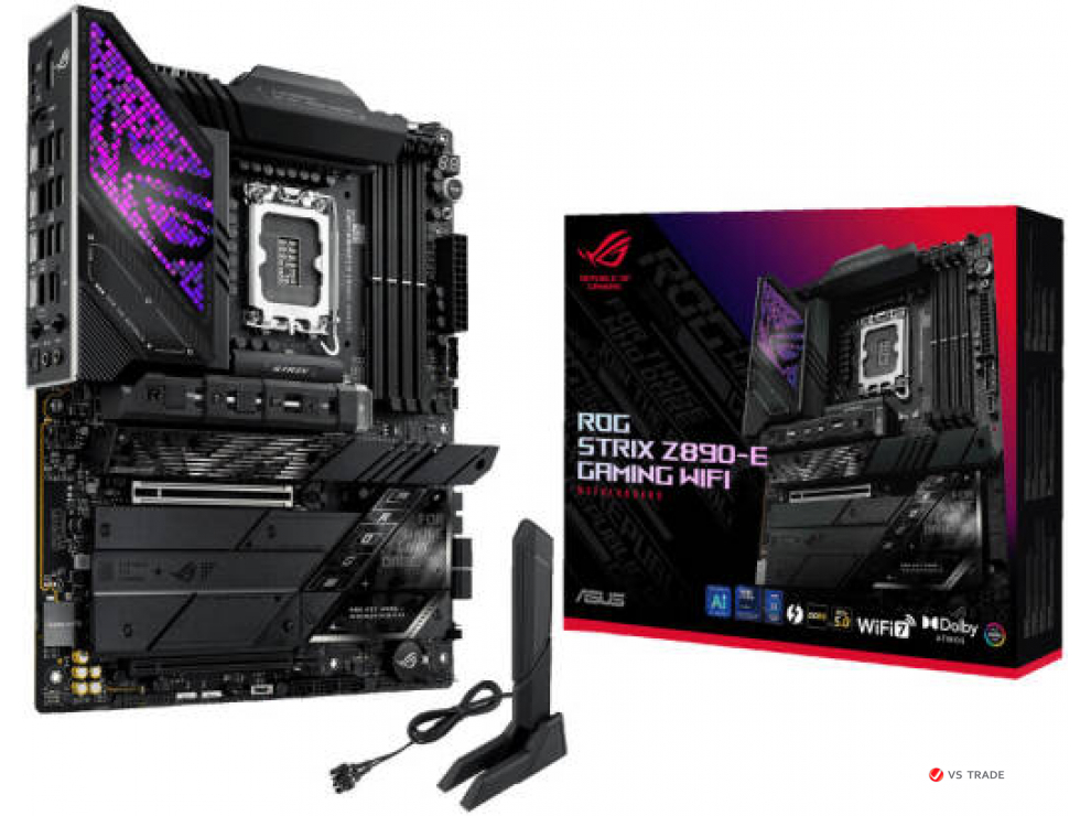 Сист.плата ASUS ROG STRIX Z890-E GAMING WIFI, Z890, 1851, 4xDDR5, PCI-E x16, M2, SATA, HDMI, DP, Thundrbolt. WIFI7, BOX