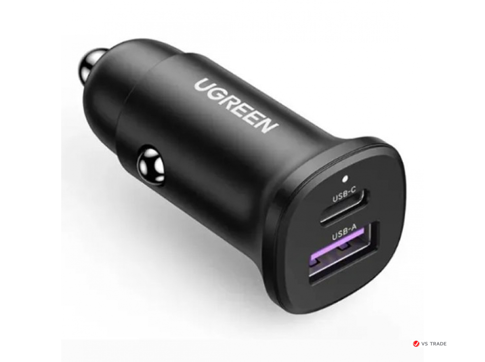 Автомобильное ЗУ Ugreen EC305 1*USB-C PD+USB-A 30W Fast Car Charger, 25845