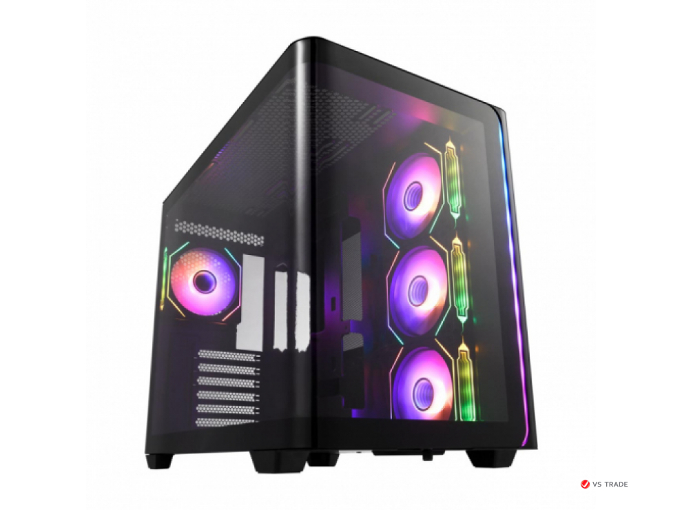 Кейс M580-BP, Panoramic ATX Mid Tower, ATX(BTF), M-ATX, Mini-ITX, USB3.0 x 2, Type-C, Curved Glass, Black