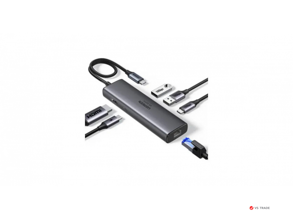 Hub UGREEN CM512 USB-C to HDMI(4K@60Hz)+2A2C+GigabitRJ45+PD(100W) 45000