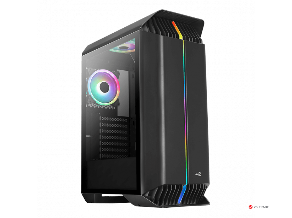 Kорпус Aerocool Gladiator Duo-G-BK-v1,ATX/Micro ATX,USB 2*3.0,HD-Audio+Mic, Кулер 3*12см ARGB,Без Б/П, Чёрный