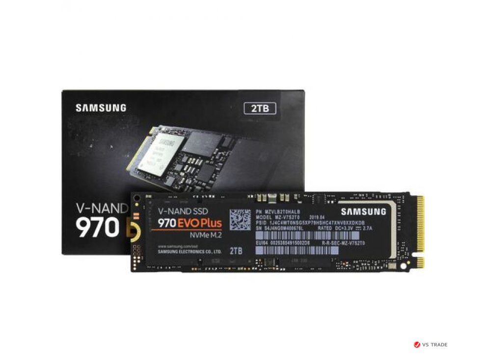 Твердотельный накопитель SSD Samsung 970 EVO Plus [MZ-V7S2T0BW], [2 ТБ, M.2 2280 PCI-E, чтение: 3500 МБ/с, запись: 3300
