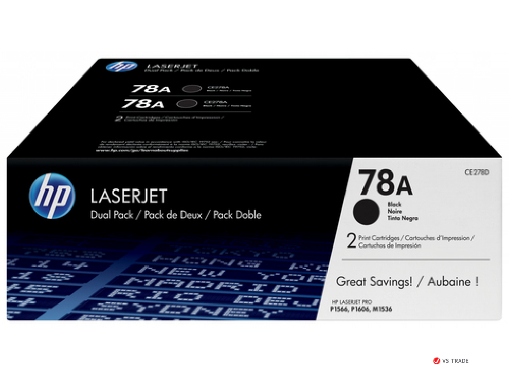 Картридж лазерный HP LaserJet CE278AF_S Black for HP LaserJet P1566/P1606w, двойная упаковка,  2x2100стр