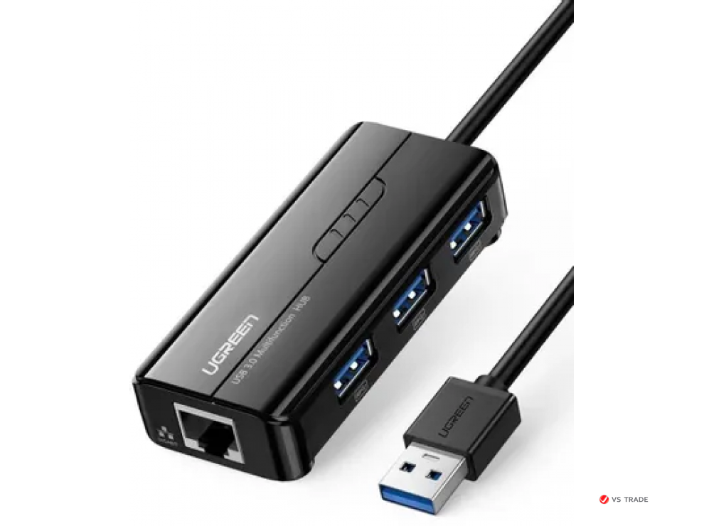 Конвертер Ugreen USB 3.0 на LAN RJ-45,10/1000 Mbps + USB HUB 3 port, 0.2m 20265
