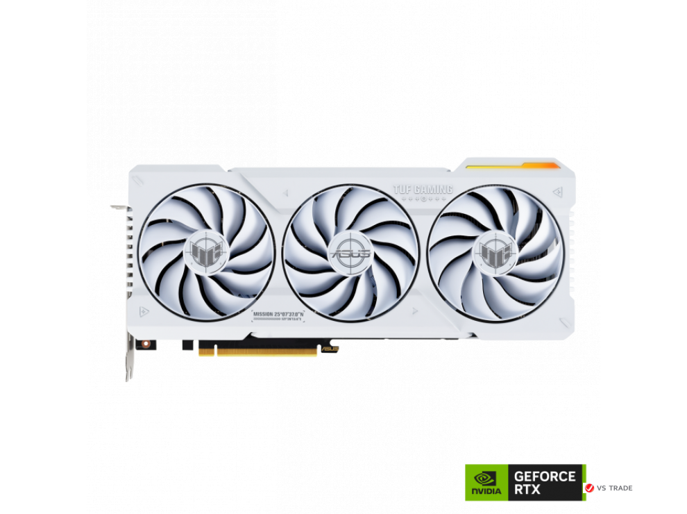 Видеокарта ASUS TUF-RTX4070TIS-O16G-WHITE-GAMING, 16Gb GDDR6X, 256Bit Interface, 8448 Cuda Cores, HDMI, DP, WHITE, BOX