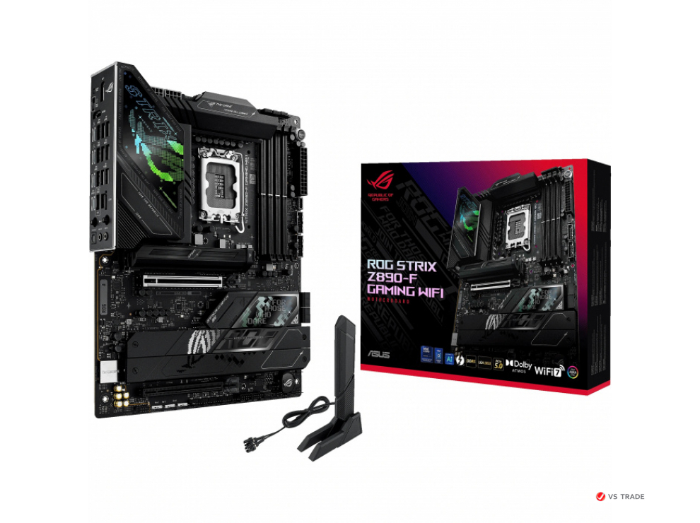 Сист.плата ASUS ROG STRIX Z890-F GAMING WIFI, Z890, 1851, 4xDDR5, PCI-E x16, M2, SATA, DP, HDMI, Thunderbolt, WIFI 7,BOX