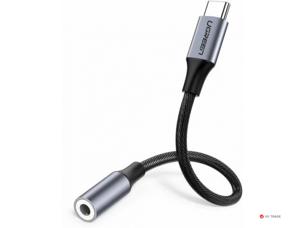 Аудиокабель UGREEN AV142 USB Type C to 3.5mm Female Cable, 10cm, Gray, 30632