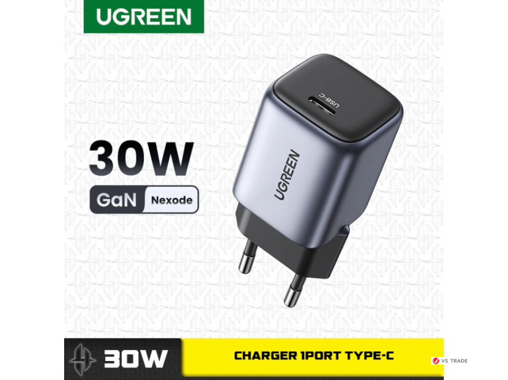 Зарядное устройство Ugreen CD319 USB-C GaN Fast Charger 30W EU Space Gray 90666