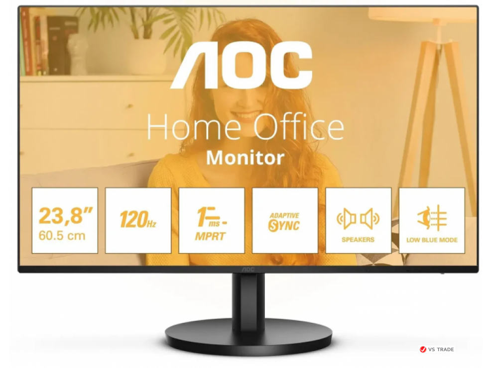 Монитор AOC 24B3QA2/01 IPS 23.8" 16:9 FHD(1920x1080x120Hz),300cd/m2,1500:1,20M:1,178/178,4ms,DP,VGA,HDMI,2x2W,Black