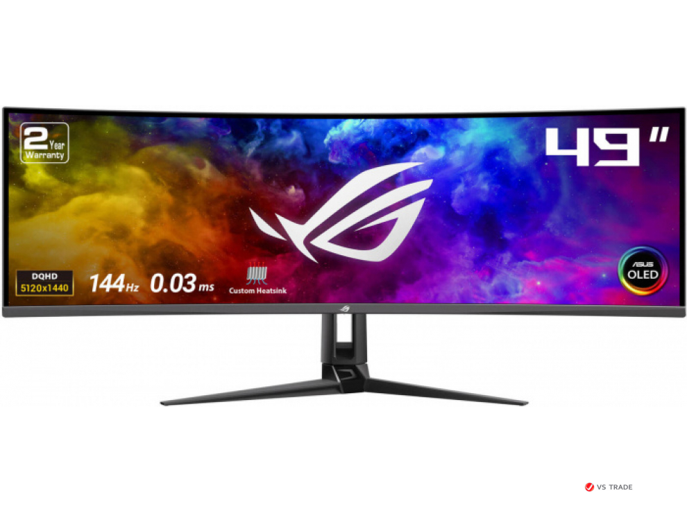 Монитор ASUS PG49WCD 49" OLED Curved 1800R 32:9 5120x1440 144Hz,250cd/m2,1.5M:1,178/178,0.03ms,HDMI,DP,USB-C,HDR,USB Hub