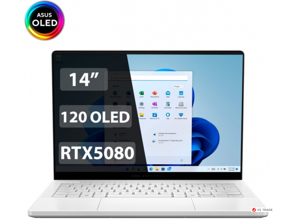 Ноутбук ROG Zephyrus GA403WW-QS099W/Plat Wht/R9 HX370/RTX5080/32G/D5X/1T PCIE/14 OLED WQXGA+ 16:10 400nt HDR/W11/BAG
