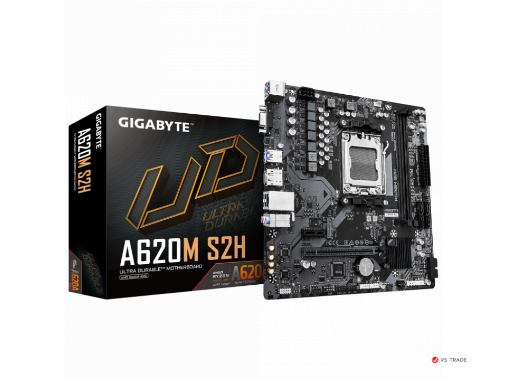Сист.плата Gigabyte A620M S2H, A620, 2xDDR4, PCI-E4 x16, 1xPCI-E x1, 1xM.2, 4xSATA, HDMI, LAN1GbE, BOX
