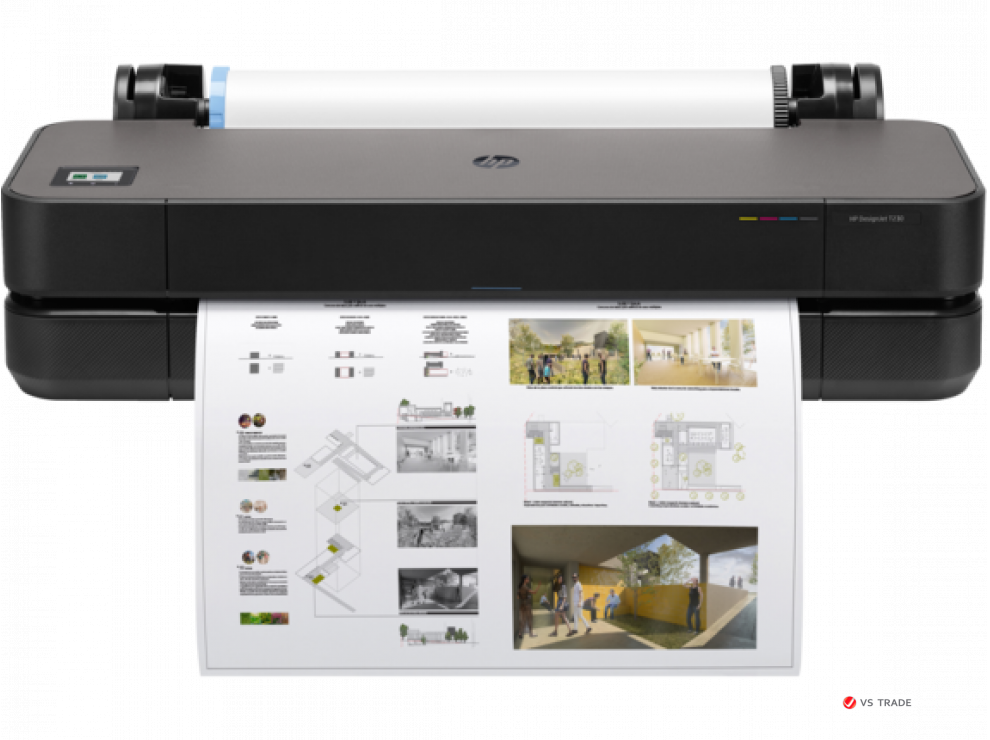 Принтер широкоформатный HP Inc DJ T230 5HB07D 24" А1 610 мм, 35 сек/A1, 68 отпечатков  A1/ч, Ethernet, USB, WIFI