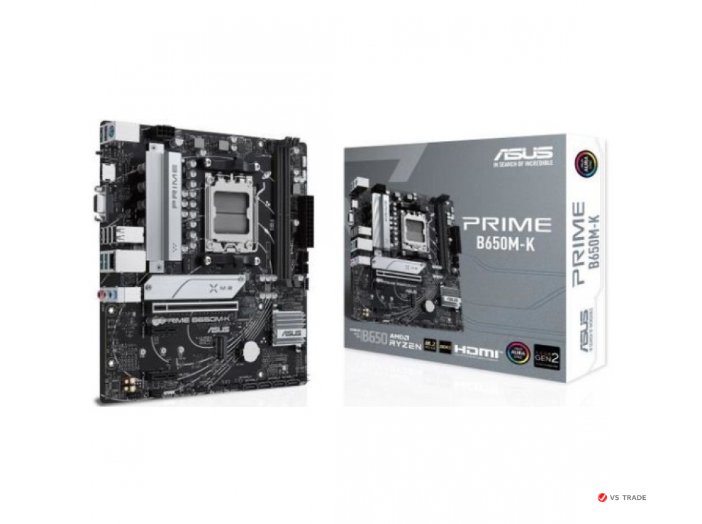 Сист.плата ASUS PRIME B650M-K, B650, AM5, 2xDDR5, PCI-E x16, PCI-E x1, M2, SATA, HDMI, D-Sub, BOX