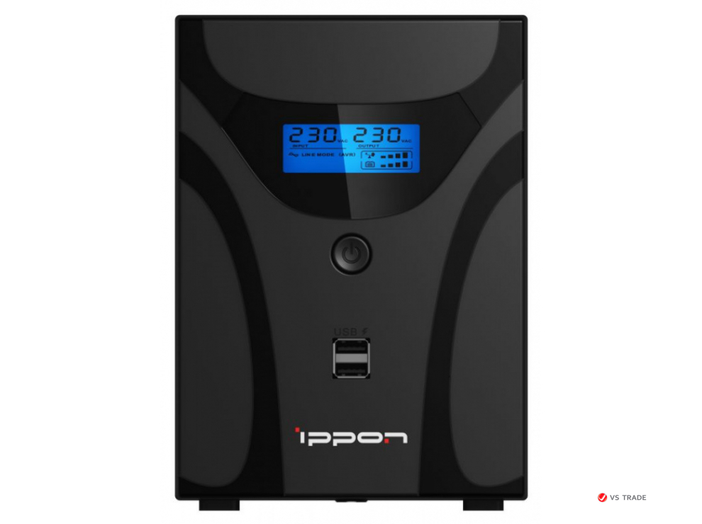 ИБП Ippon Smart Power Pro II 1200 Euro, 1200VA, 720Вт, AVR 162-290В, 4хEURO, управление по USB, RJ-45, LCD