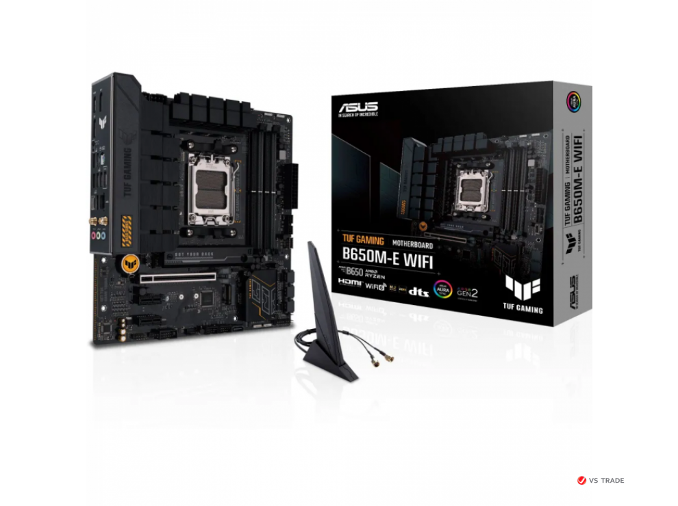 Сист.плата ASUS TUF GAMING B650M-E WIFI, B650, AM5, 4xDIMM DDR5, PCI-E x16, 2xPCI-Ex1, 2xM.2, 4xSATA, 2xDP, Wi-Fi 6, BOX