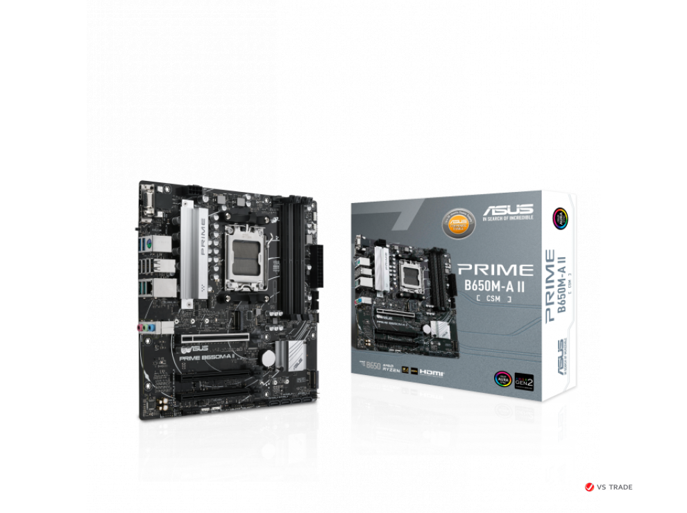 Сист.плата ASUS PRIME B650M-A II-CSM , B650, AM5, 4xDDR5, 3xPCI-E x16, M2, SATA, HDMI, D-Sub, DP, BOX