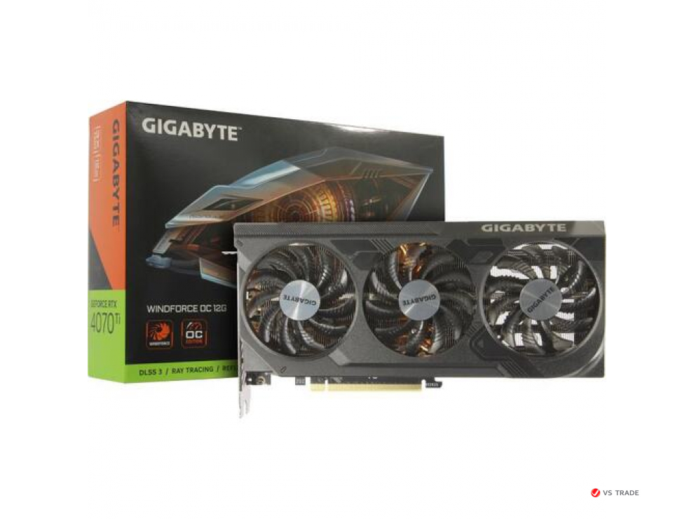 Видеокарта Gigabyte GV-N407TSWF3OC-16GD, 16Gb GDDR6X, 256Bit Interface, 8448 Cuda Cores, HDMI, DP, BOX