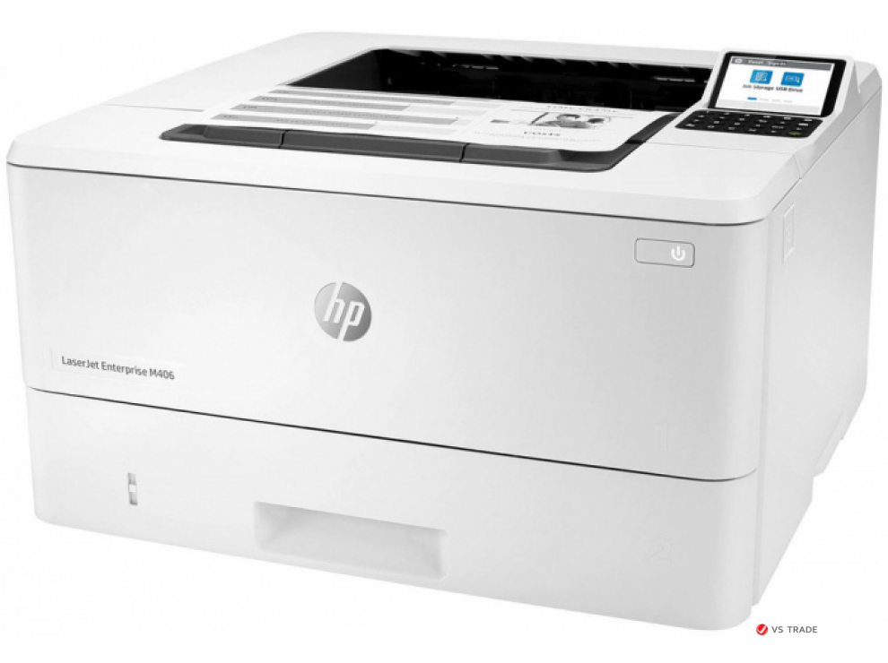 Принтер лазерный монохромный HP LaserJet Ent M406dn 3PZ15A, А4, 38 стр/мин, Ethernet, 1GB, USB 2.0