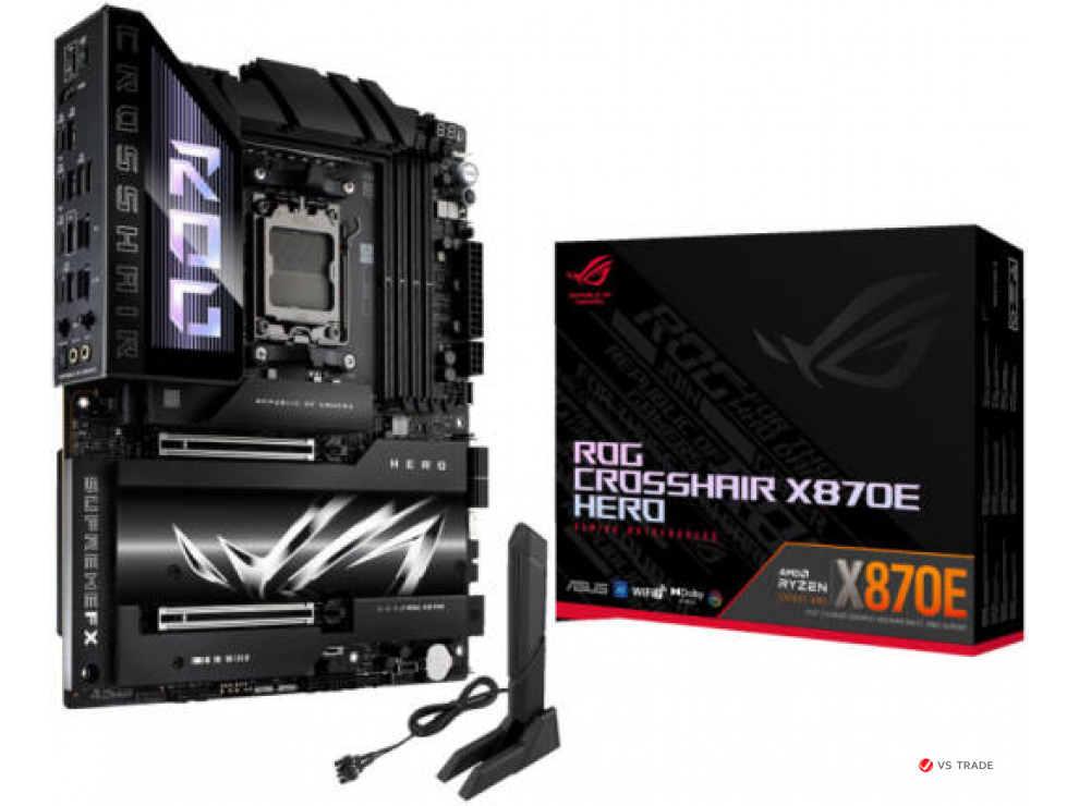 Сист. плата ASUS ROG CROSSHAIR X870E HERO,X870E,AM5,4xDIMM DDR5,2xPCI-E x16 ,5xM.2,4xSATA,HDMI,WIFI7,BOX