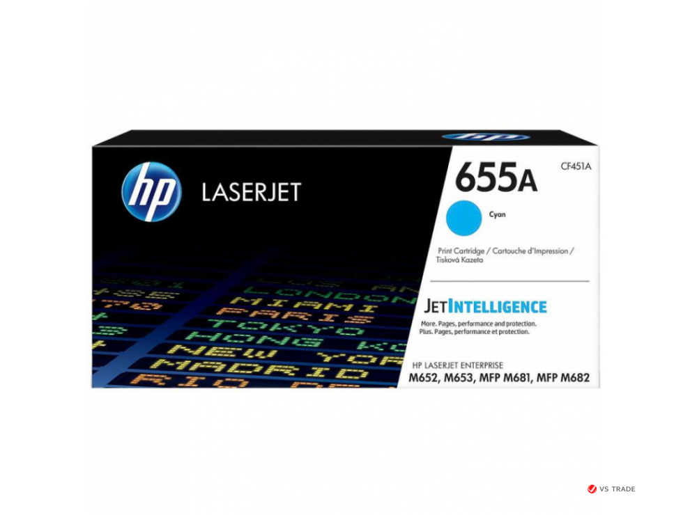 Картридж лазерный HP CF451A LaserJet 655A, оригинальный, голубой