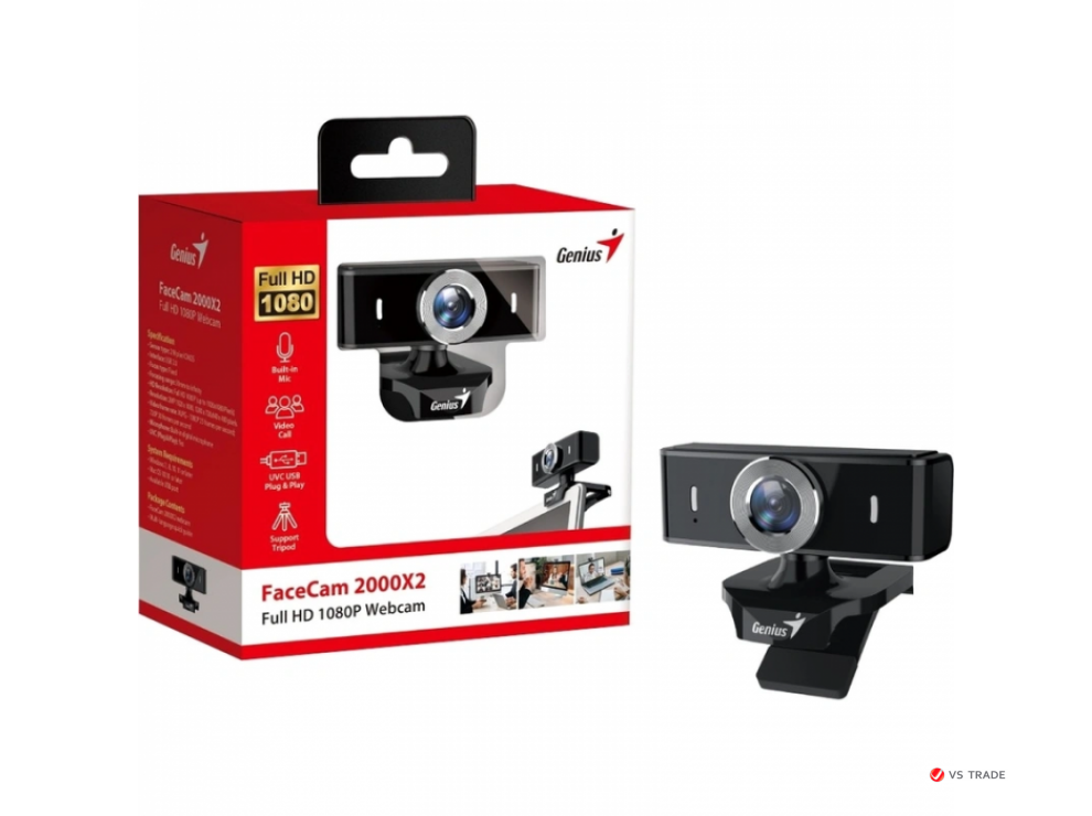 Веб-камера Genius FaceCam 2000X2 1920x1080, Full HD 1080p, 2MП,MIC 32200008400