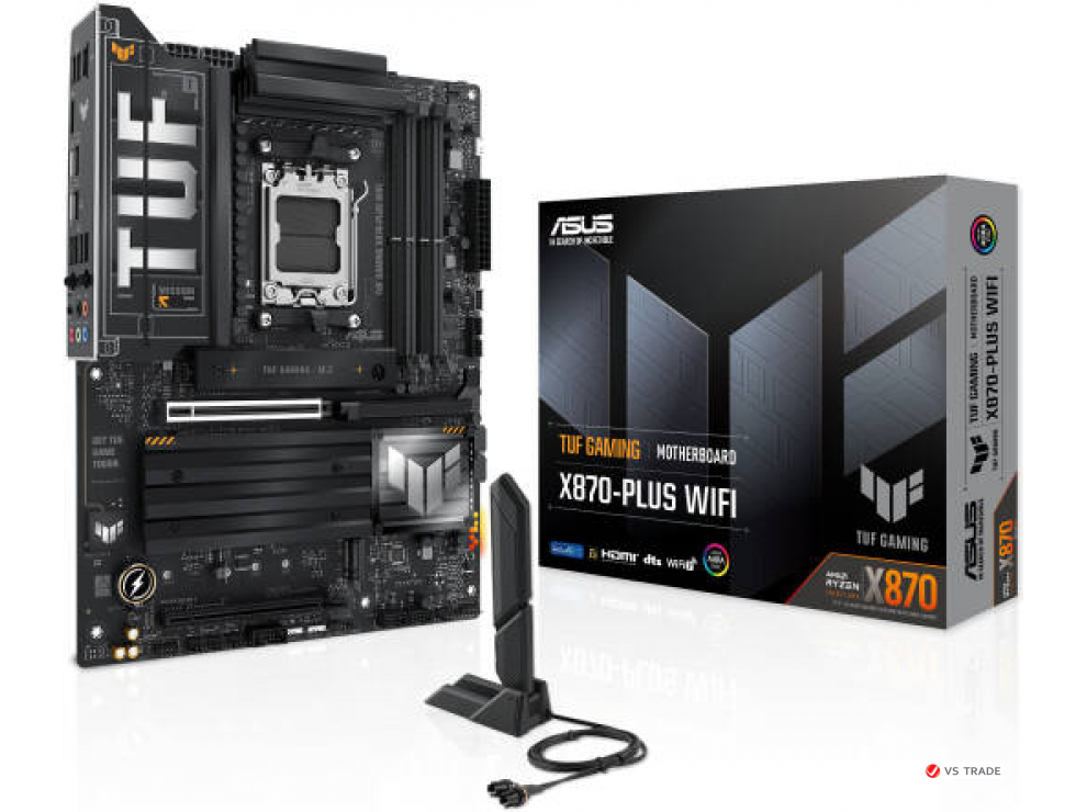 Сист. плата ASUS TUF GAMING X870-PLUS WIFI,X870E,AM5,4xDIMM DDR5,2xPCI-E x16,4xM.2,2xSATA,HDMI,WIFI7,BOX