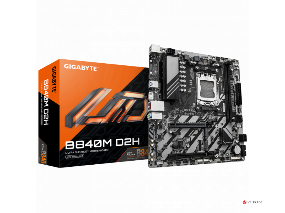 Сист.плата Gigabyte B840M D2H, B840, 2xDDR5, PCI-E5 x16, 1xPCI-E x1, 1xM.2, 6xSATA, HDMI, DPx2, LAN2.5GbE, BOX