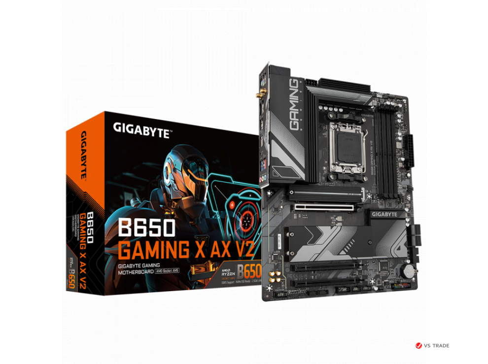 Сист.плата Gigabyte B650 GAMING X AX,B650,4xDDR5,PCI-E4 x16,1xPCI-E x1,1xM.2,6xSATA, HDMI, DPx1, Wi-Fi6E, LAN2.5GbE, BOX