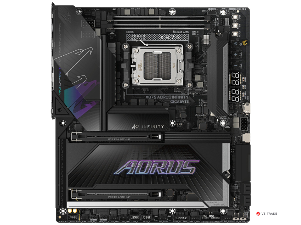 Сист.плата GigaByte X870 AORUS INFINITY, X870, AM5, 2xDDR5, 2xPCI-E x16, M2, SATA, HDMI, USB 4, WIFI7, BOX