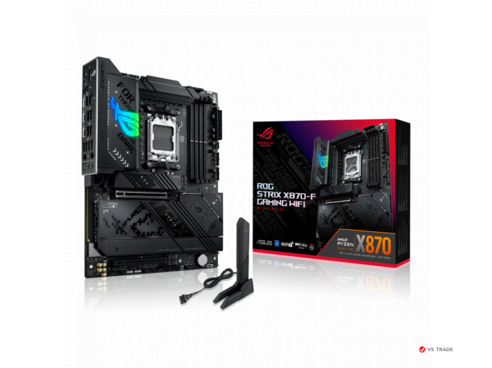 Сист.плата ASUS ROG STRIX X870-F GAMING WIFI, X870, AM5, 4xDIMM DDR5, 2xPCI-E x16, 4xM.2, SATA, DP,HDMI, 2xUSB 4.0, BOX