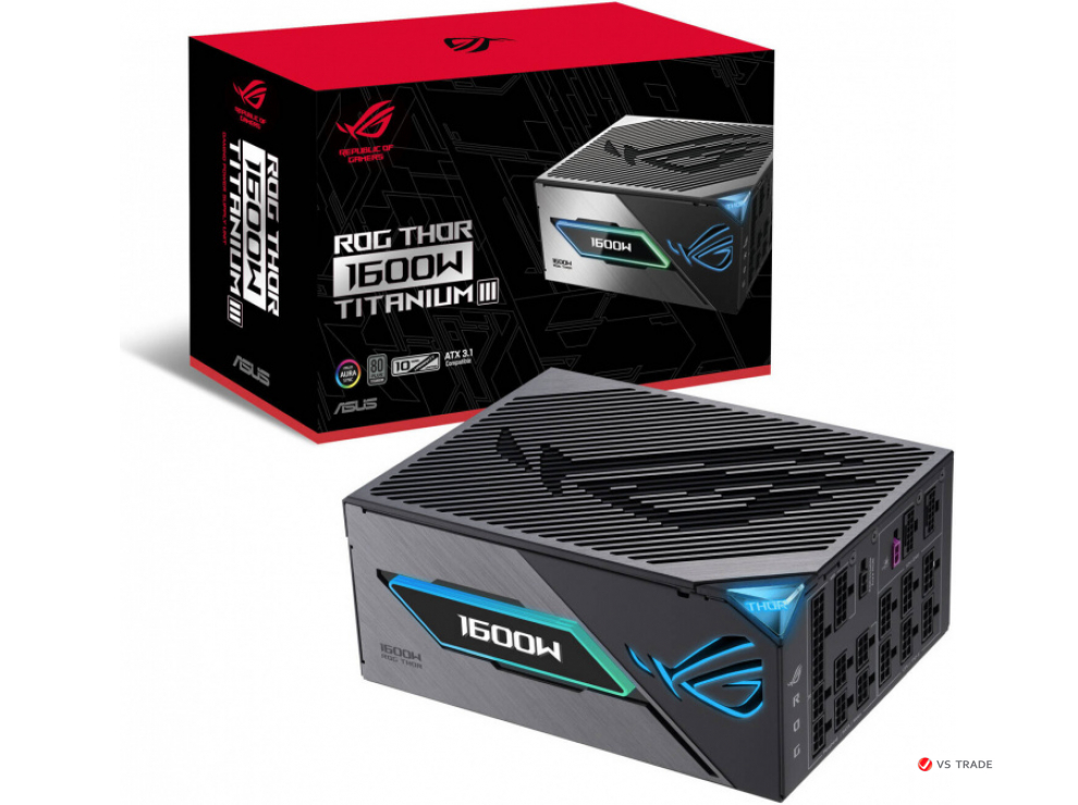 Блок питания ASUS ROG-THOR-1600T3-GAMING, 1600W/ATX12V/13.5cm/EU/80+Titanium, Full modular