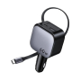 Автомобильное ЗУ Ugreen EC602  60W 1C1A  Fast Car Charger with Retractable Cable, 55212B