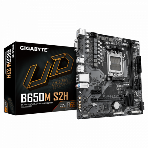 Сист.плата Gigabyte B650M S2H, B650, 4xDDR5, PCI-E4 x16, 1xPCI-E x1, 1xM.2, 4xSATA, HDMI, LAN1GbE, BOX