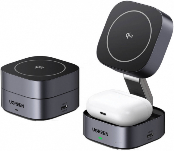 Беспроводная зарядка Ugreen W702 35316 2-in-1/15W Magnetic  Wireless Charger for IPhone + AirPods