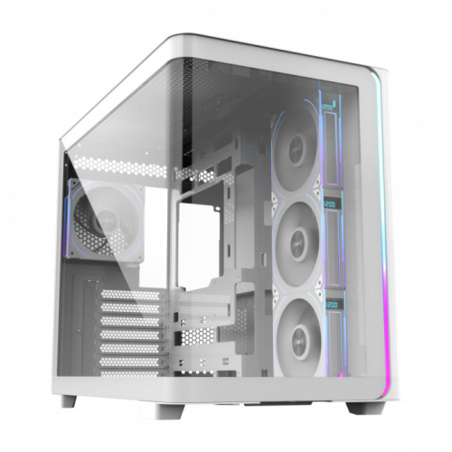 Корпус FSP M580-WP, Panoramic ATX Mid Tower, ATX(BTF), M-ATX, Mini-ITX, USB3.0 x 2, Type-C, Curved Glass, White