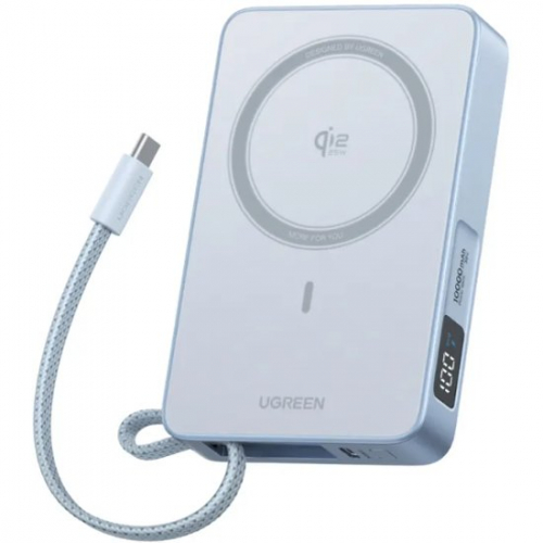 Пауэрбанк Ugreen PB773 65958B 10000mAh 30W 1C + 25W Magnetic Wireless Power Bank with 1* 30W Build-in Cable