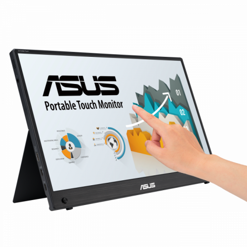Монитор ASUS ZenScreen Touch MB16AMT,15.6" FHD(1920x1080x60Hz),IPS,10p touch,Built-in Batt,mHDMI,kickstand,tripod socket