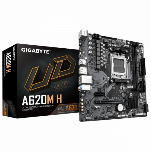 Сист.плата Gigabyte A620M H, A620, 2xDDR4, PCI-E4 x16, 1xPCI-E x1, 1xM.2, 4xSATA, HDMI, LAN1GbE, BOX