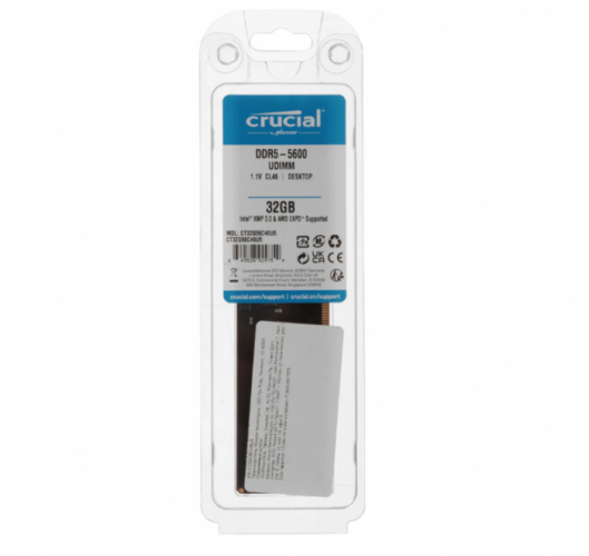 Модуль оперативной памяти Crucial DIMM DDR5, 32Gb, 5600Mts, CL46, 1.1v, CT32G56C46U5