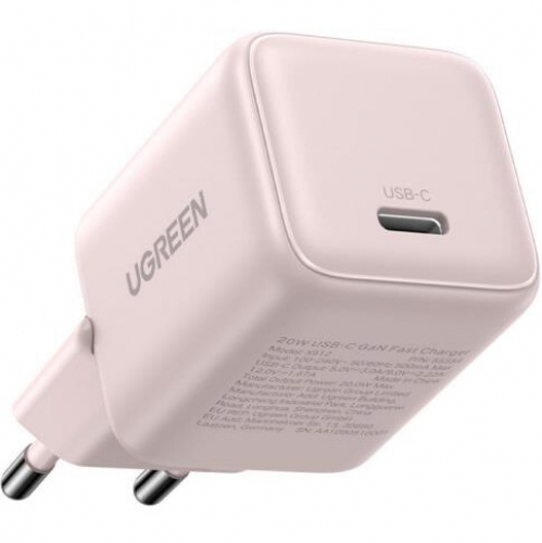 Зарядное устройство Ugreen X512 на 1xUSB C, 20W, QC4.0/PD3.0, Gan X, розовый, 55556