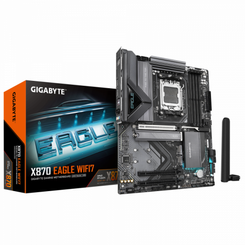 Сист.плата Gigabyte X870E EAGLE X WF7, X870E, AM5, 4xDDR5, 3xPCI-E x16, M2, SATA, USB-C, HDMI, WIFI7, BOX