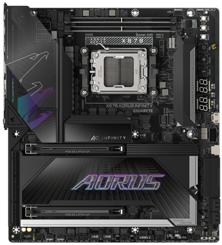 Сист.плата GigaByte X870 AORUS INFINITY, X870, AM5, 2xDDR5, 2xPCI-E x16, M2, SATA, HDMI, USB 4, WIFI7, BOX