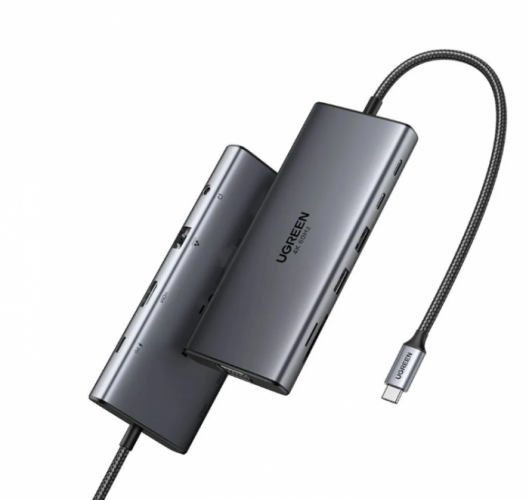 Hub UGREEN CM639 USB-C to HDMI(4K@60Hz)+VGA+2C2A+SD/TF+RJ45+3.5mm+PD(100W) 45520